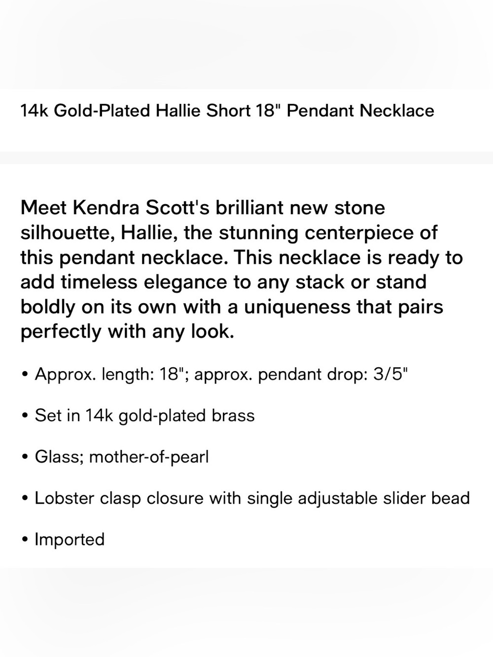 Kendra Scott Hallie Necklace - Picture 3 of 8